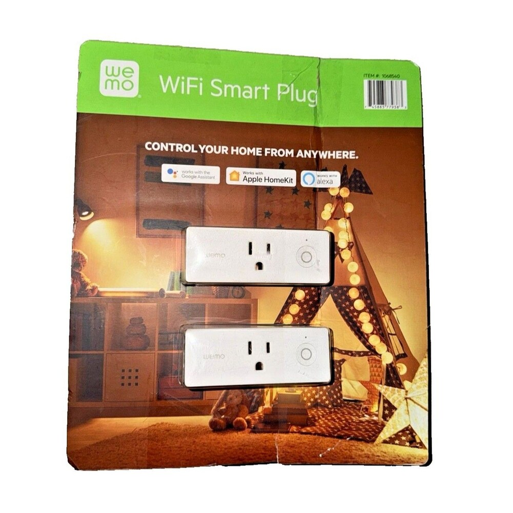 Wemo WiFi Smart Plug 2-Pack White Apple HomeKit Alexa Google Open Box New